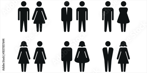 Diverse Male and Female Silhouettes Representing Couples and Individuals woman