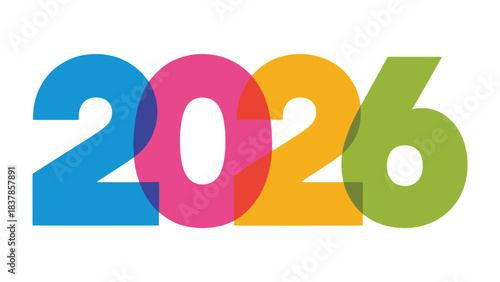 Optimistic Vision: Bold numerals of year 2026, rendered in a spectrum of vibrant hues, representing future anticipation.