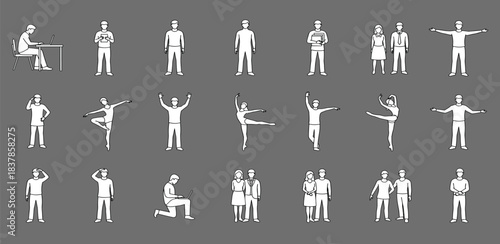 Silhouette Human Figures Collection: A collection of various silhouette human figures representing diverse poses, gestures, and activities, offering a versatile resource for various design needs.