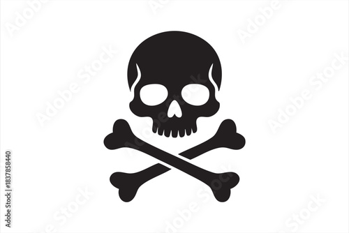 Hazard skull and crossbones icon for toxic material and safety signage