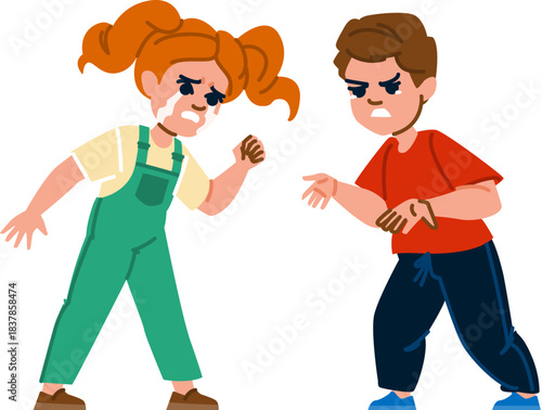 Children arguing and fighting, having disagreement or conflict