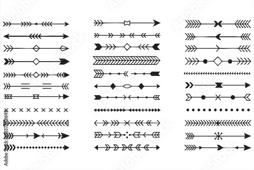 Geometric arrow line elements for refined digital and print compositions