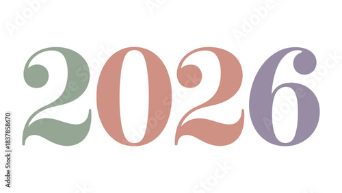 Vivid 2026 Display:  A vibrant visual featuring the bold numbers of 2026, rendered with unique color and artistic design, stands out.