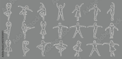 Figure Drawings: An artistic composition showcases a variety of figures in dynamic poses, each representing movement and form, and perfect for design.