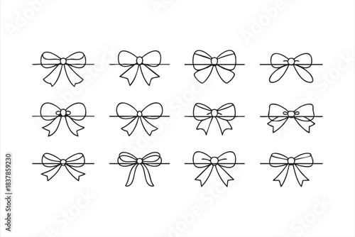 Refined bow illustrations for branding, labels, and print compositions