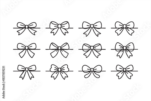 Minimal ribbon bow graphics ideal for elegant packaging elements