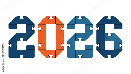2026 Puzzle: The year 2026 is uniquely represented with puzzle pieces. This conceptual design speaks to the interconnectedness of strategy and future planning.