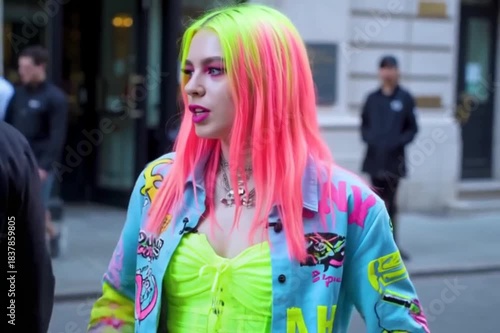 She embodies vibrant energy, bold clothes, unusual hair colors, and 