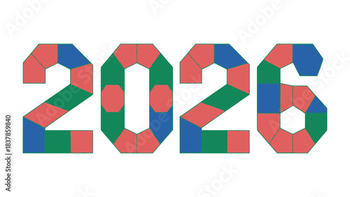 Colorful 2026 - Digital Imagery: A vibrant display of the year 2026, rendered with colorful shapes and geometric arrangements, signaling the anticipation of future prospects and advancement.