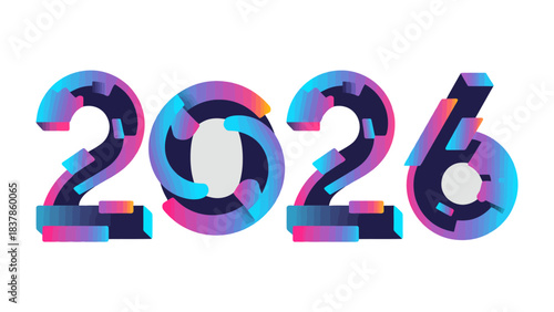 2026 Typography: Captivating typographic design for the year 2026, showcasing the blend of digital artistry, forward-thinking aesthetics, and artistic innovation.