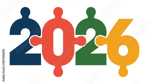 2026: The Year of Collaboration: A visual metaphor symbolizing the coming year, with puzzle pieces forming the numbers of 2026, representing teamwork, unity, and interconnectedness.