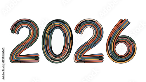 Vibrant Future: A colorful and contemporary design spells out the year 2026, offering a vision of innovative future.