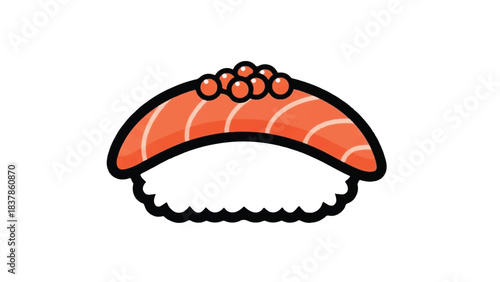 Delicious Salmon Nigiri Sushi with Ikura Roe.