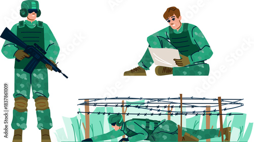 Military soldier training, duty and strategy concept