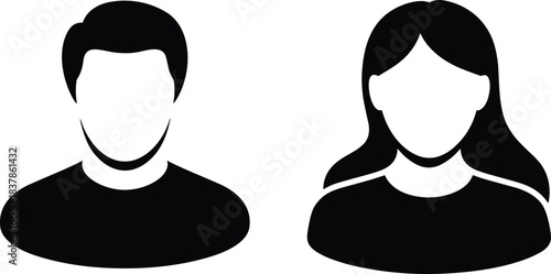 Male and Female User Profile Icons on White Background avatar