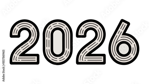 Digital depiction of the year 2026: A modern and sleek digital rendering of the year 2026, where the numbers take on a contemporary design, offering a unique visual representation of the future. 
