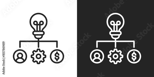Business Model Icon In Black And White Line Style