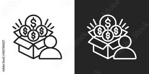 Crowdfunding Icon In Black And White Line Style