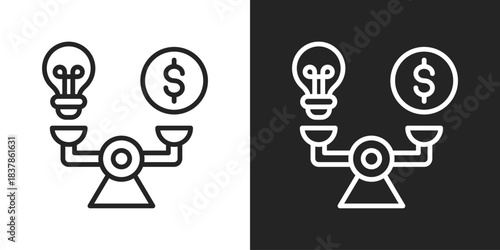 Break Even Point Icon In Black And White Line Style