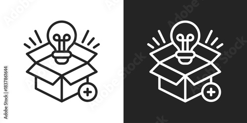 New Product Icon In Black And White Line Style