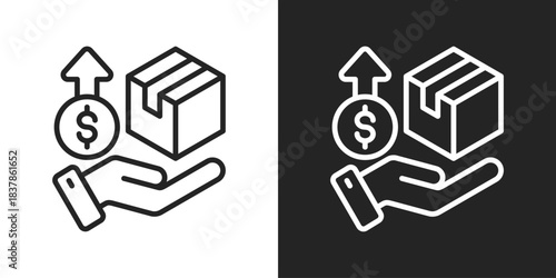 Upselling Icon In Black And White Line Style