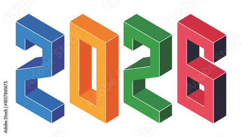 2026 Typography: A vibrant visual of the year 2026 presented through colorful, geometric numerals, hinting at progress.