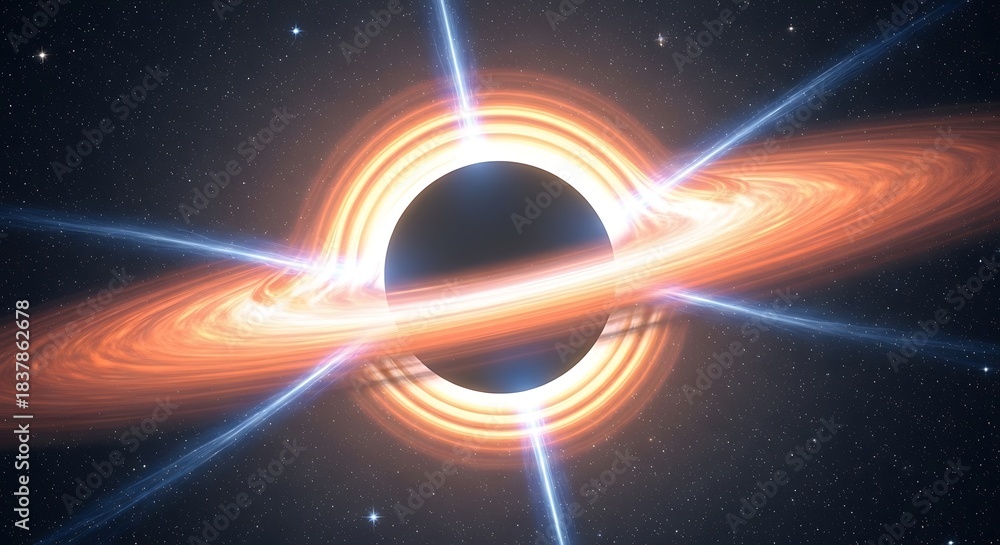 Obraz premium Stunning Black Hole Accretion Disk and Jets in Deep Space.