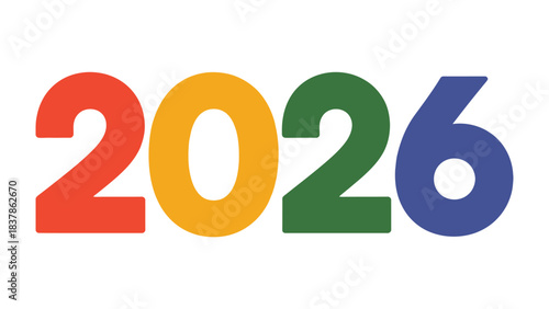 A Colorful Look at the Future: The year 2026 is boldly announced in a vibrant display, painted in a rainbow of hues, and full of anticipation. 