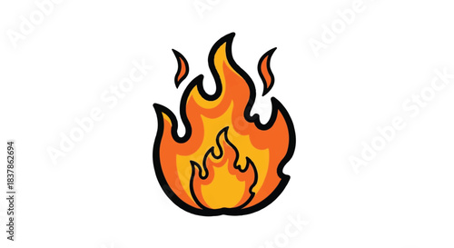 Vibrant Flame Illustration with Dynamic Orange and Yellow Tones.