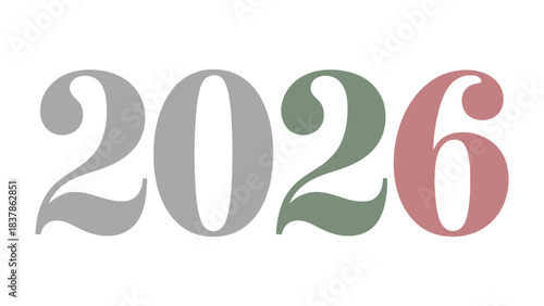 Numeric Epoch: The year 2026 is rendered in a clean, modern design, with each digit uniquely colored, marking a future milestone and providing visual interest. 