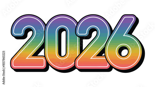 Vision for the future: The year 2026, depicted in bold, colorful numerals, embodies a sense of optimism, progress, and the dawn of a new era.