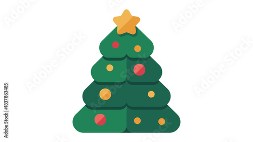 Festive Evergreens: An illustration capturing the festive spirit of a decorated evergreen tree, complete with star topper and ornament