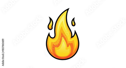 Stylized Illustration of a Bright Orange Flame.