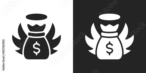 Angel Investor Icon In Black And White Glyph Style