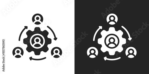 Outsourcing Icon In Black And White Glyph Style