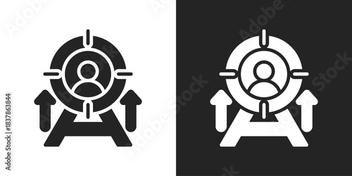 Target Market Icon In Black And White Glyph Style