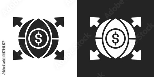 Expansion Icon In Black And White Glyph Style