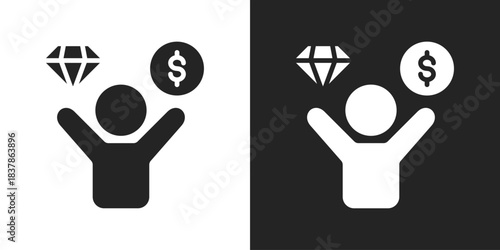 Value Proposition Icon In Black And White Glyph Style