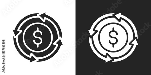 Cashflow Icon In Black And White Glyph Style