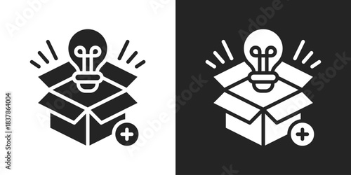 New Product Icon In Black And White Glyph Style