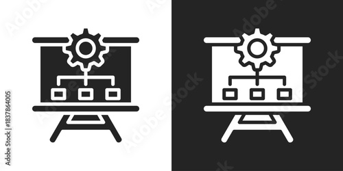 Strategic Planning Icon In Black And White Glyph Style