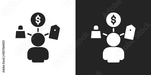 Consumer Behavior Icon In Black And White Glyph Style