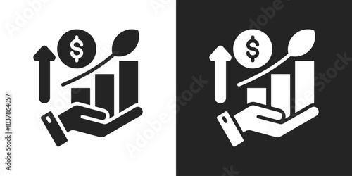 Business Investment Icon In Black And White Glyph Style