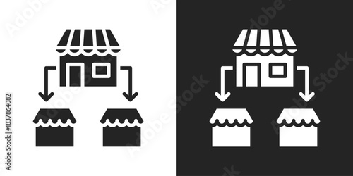Franchise Icon In Black And White Glyph Style