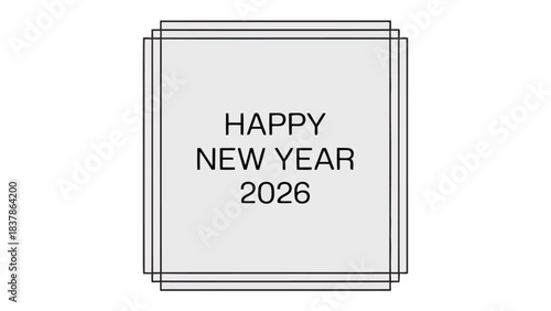 Happy New Year 2026 Greeting Card: A simple and elegant greeting, presenting the promise of a fresh start and new opportunities.