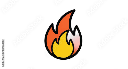 Stylized Fire Icon with Vibrant Colors and Bold Outline.