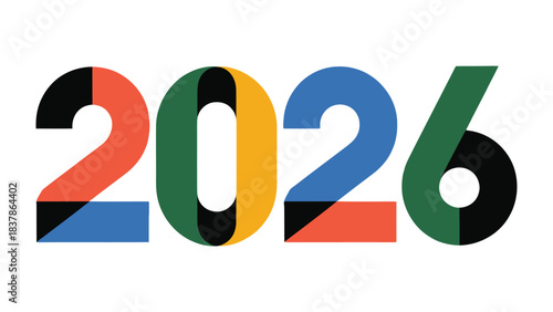 2026 Typography: A dynamic display of the year 2026, showcasing a vibrant array of colors and geometric shapes, a symbol of innovation and futuristic design.