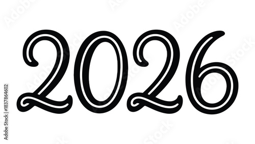 Year 2026 Typography: A simple yet elegant depiction of the year 2026, rendered in a sleek, modern font. The numbers, bold and inviting, suggest a sense of the future