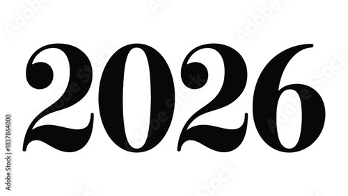 Numerics 2026 in Bold Typography: A clean, minimalist design presents the numeric year 2026, set in a bold, eye-catching font, perfect for representing future concepts and planning.