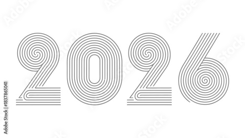 Futuristic 2026: A minimalist, high-tech graphic presents the year 2026 in a sleek, modern design, embodying future innovation and technological advancement.